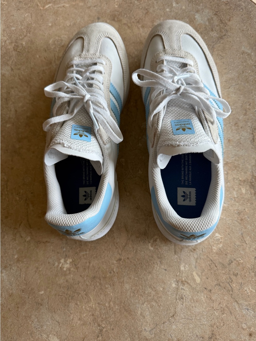 Adidas Samba RM Mens Sneakers in White and Light Blue - Picture 4 of 6